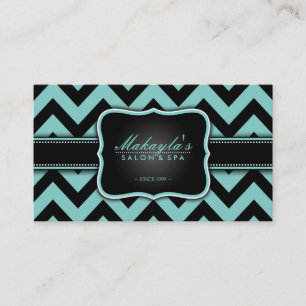 Elegant Blauwgroen blauw en zwart Chevron Pattern Visitekaartje