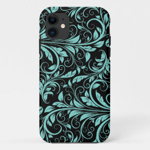 Elegant blauwgroen blauw- en zwart damesgrieppatro iPhone 11 hoesje