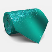 Elegant Blauwgroen Blauw Glitter Stropdas (Opgerold)