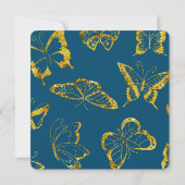 Elegant Blauwgroen Blauw Goud Vlinders Verjaardag Kaart (Achterkant)