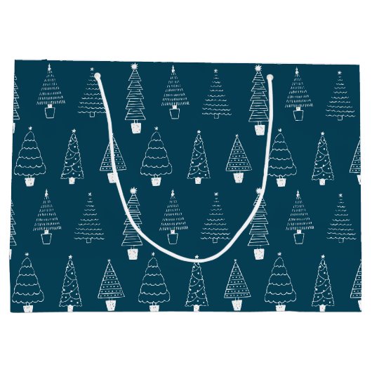 Elegant Blauwgroen Blauw Kerstmis Pine Tree patroo Groot Cadeauzakje (Achterkant)