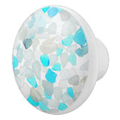 Elegant Blauwgroen blauw Zee Glass Abstract Design Keramische Knop (Rechts)