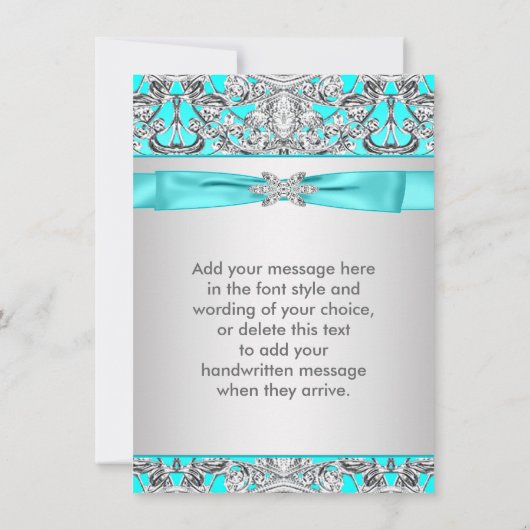 Elegant Blauwgroen Blauw Zilver Bedankt (Achterkant)