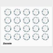 Elegant Blauwgroen Blue Botanical Wedding Ronde Sticker (Vel)