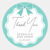 Elegant Blauwgroen Blue Bow Vrijgezellenfeest Dank Ronde Sticker (Voorkant)