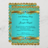 Elegant Blauwgroen Blue Damask Diamond Birthday 2 Kaart (Voorkant / Achterkant)