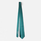 Elegant Blauwgroen Blue Textern Pattern Monogram N Stropdas (Achterkant)