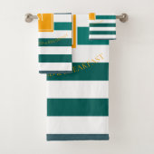 Elegant Blauwgroen Blues White Striped Monogram B  Bad Handdoek (Insitu)