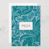 Elegant Blauwgroen botanisch monogram Bedankkaart (Voorkant / Achterkant)