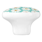 Elegant Blauwgroen Daisy Pattern Monogram Ceramic  Keramische Knop (Zijkant)