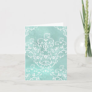 Elegant Blauwgroen Damask Note Kaart