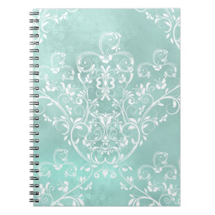 Elegant Blauwgroen Damask Notitieboek