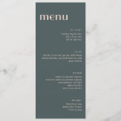 Elegant Blauwgroen en Blush Art Deco Tall Dinner Menu (Voorkant)