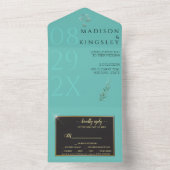 Elegant Blauwgroen Fab All In One Uitnodiging (Binnen)