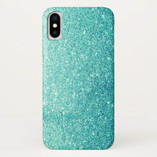 Elegant Blauwgroen Glitter iPhone X Hoesje