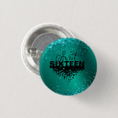 Elegant Blauwgroen Glitter Sweet 16 Birthday Butto Ronde Button 3,2 Cm (Voorkant /achterkant)