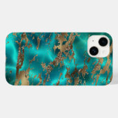 Elegant Blauwgroen Gold Gemstone Marble Case-Mate iPhone Case (Achterkant (horizontaal))