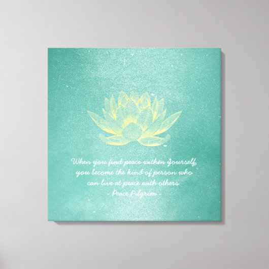 Elegant Blauwgroen Gold Lotus YOGA MEDICATIEInstru Canvas Afdruk (Voorkant)