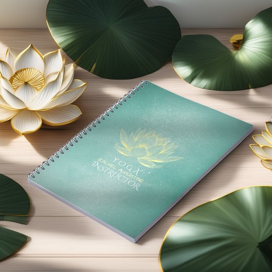 Elegant Blauwgroen Gold Lotus YOGA MEDICATIEInstru Notitieboek