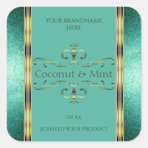 Elegant Blauwgroen Gold Product Labels Glitter Bor