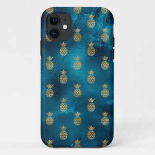 Elegant Blauwgroen goud ananas iPhone 11 Hoesje