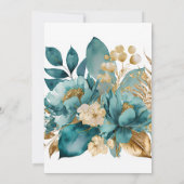 Elegant Blauwgroen & Goud Bloemen Flat Save De Dat Save The Date (Achterkant)