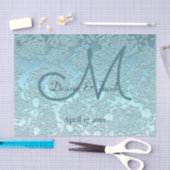 Elegant Blauwgroen Green Wedding Reception Monogra Tissuepapier (Craft)