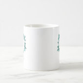 Elegant Blauwgroen Greenery Waterverf Monogram Koffiemok (Center)