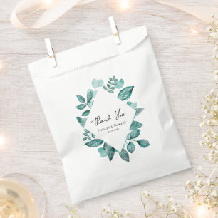 Elegant Blauwgroen Greenery Waterverf Wedding Bedankzakje