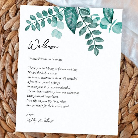 Elegant Blauwgroen Greenery Wedding Welcome Bag Le