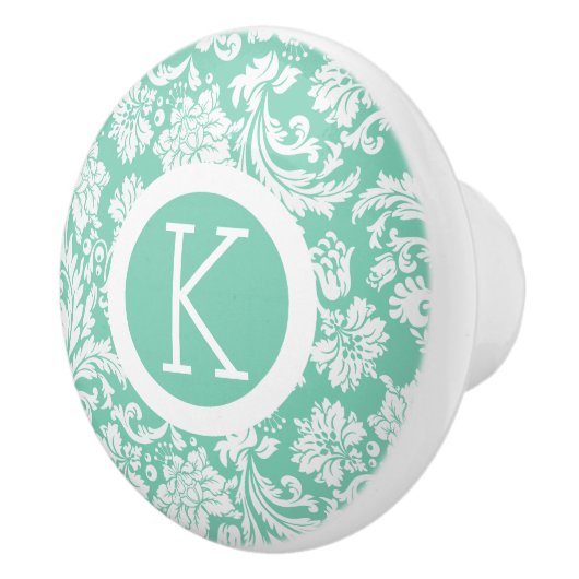 Elegant blauwgroen-groen en witte damkers 2 patroo keramische knop (Rechts)