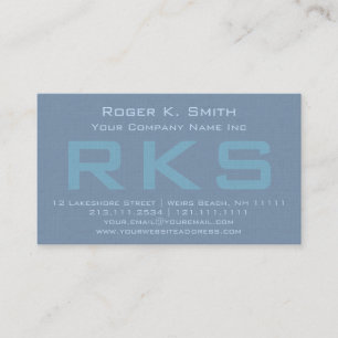 Elegant Blauwgroen Groen Getextureerd Monogram Kla Visitekaartje