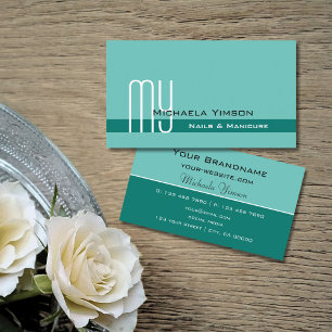 Elegant Blauwgroen Klassiek met Monogram Professio Visitekaartje