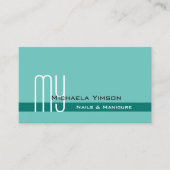 Elegant Blauwgroen Klassieke afbeelding met monogr Visitekaartje (Voorkant)