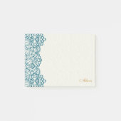 Elegant Blauwgroen Lace en Gold Post-it® Notes (Voorkant)