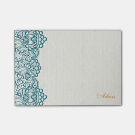 Elegant Blauwgroen Lace en Gold Post-it® Notes
