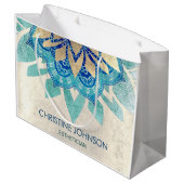 elegant blauwgroen lotus-logo ontwerp groot cadeauzakje (Achterkant Gekanteld)