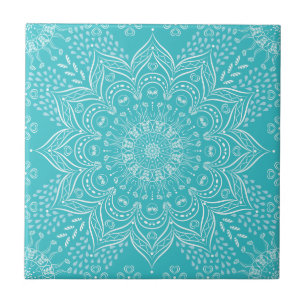 Elegant blauwgroen mandala tegeltje