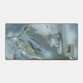 Elegant Blauwgroen marmeren effect personaliseren Bureaumat (Voorkant)
