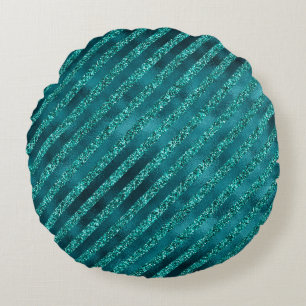 Elegant Blauwgroen Metallic  Stijlvol Rond Kussen