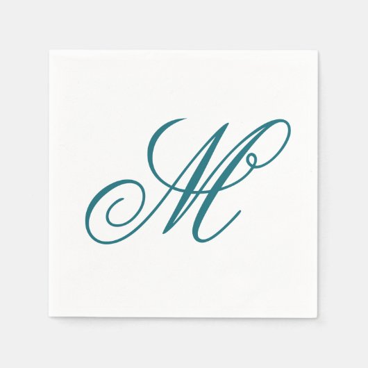 Elegant Blauwgroen monogram Initiaal Servet (Voorkant)