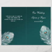 Elegant blauwgroen pauw gevouwen Wedding Programme (Voorkant)