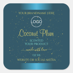 Elegant Blauwgroen Product Labels Gold Soft Glitte