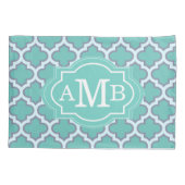Elegant Blauwgroen Quatrefoil Patroon Aangepast Mo Kussensloop (Achterkant)