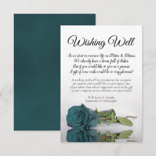 Elegant Blauwgroen Roos Wedding Wishing Well Poem Informatiekaartje