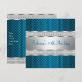 Elegant Blauwgroen Silver Jewel 40e verjaardag Kaart (Voorkant / Achterkant)