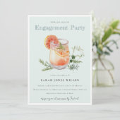 Elegant Blauwgroen Sinaasappel Groen Cocktail Verl Kaart (Staand voorkant)