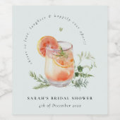 Elegant Blauwgroen Sinaasappel Groen Cocktail Vrij Wijn Etiket (Enkel label)