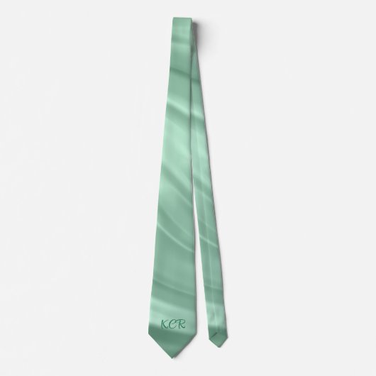 Elegant Blauwgroen Swirl Pattern Monogram Initiale Stropdas (Voorkant)