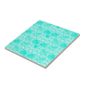 Elegant  Blauwgroen Turquoise Lace Damask Pattern Tegeltje (Zijkant)